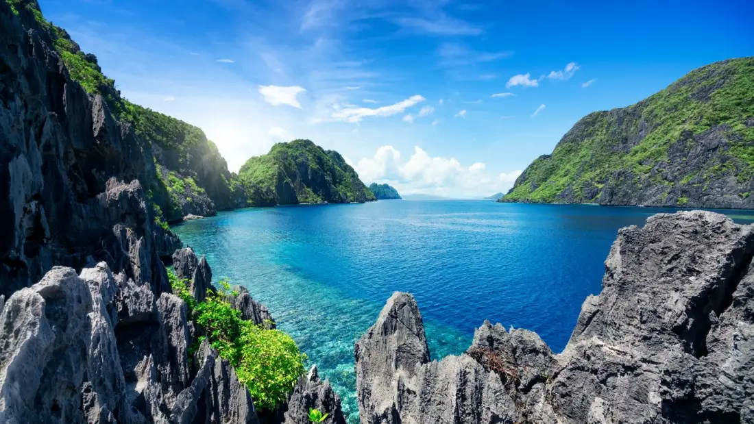 A Philippine island coastline viewed from the water