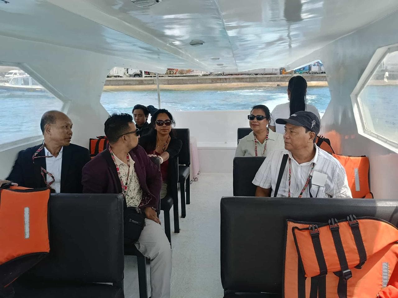 Guests from Meghalaya, India aboard a speedboat during their transfer from Caticlan to Boracay Island, Philippines.